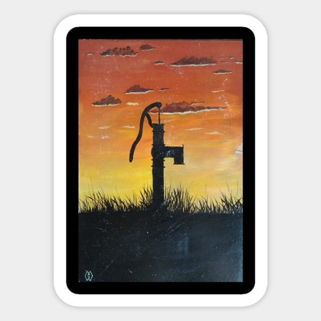 Water Pump at Sunset Sticker by Matt Starr Fine Art